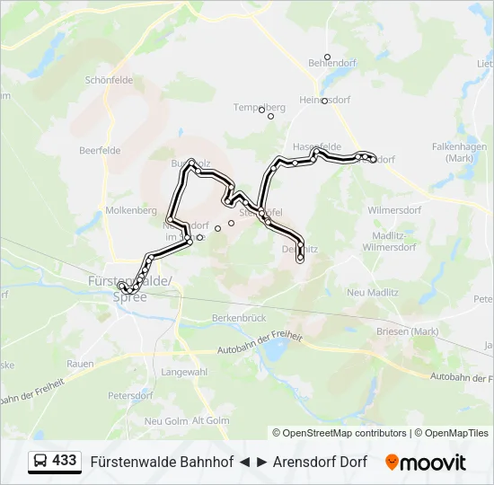 433 Bus Line Map
