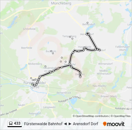 433 Bus Line Map