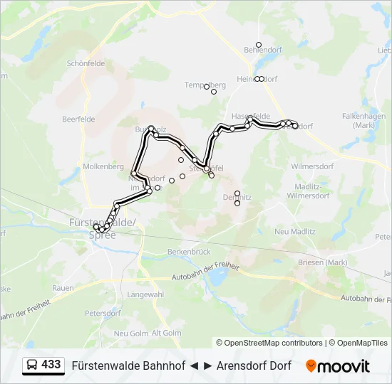 433 Bus Line Map