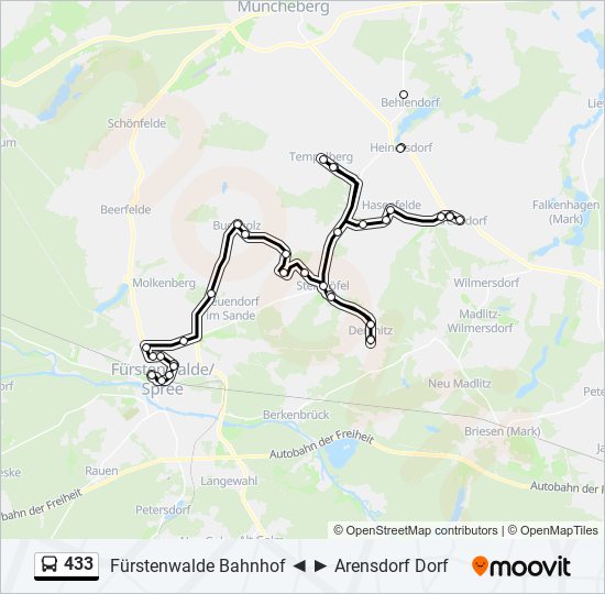 433 bus Line Map