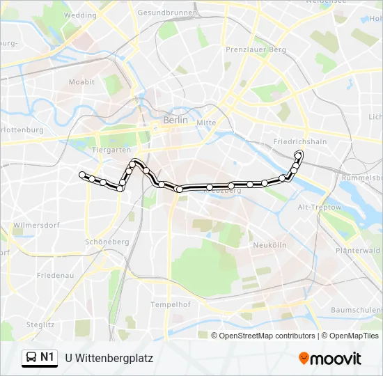N1 Bus Line Map