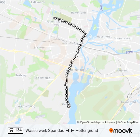 134 bus Line Map