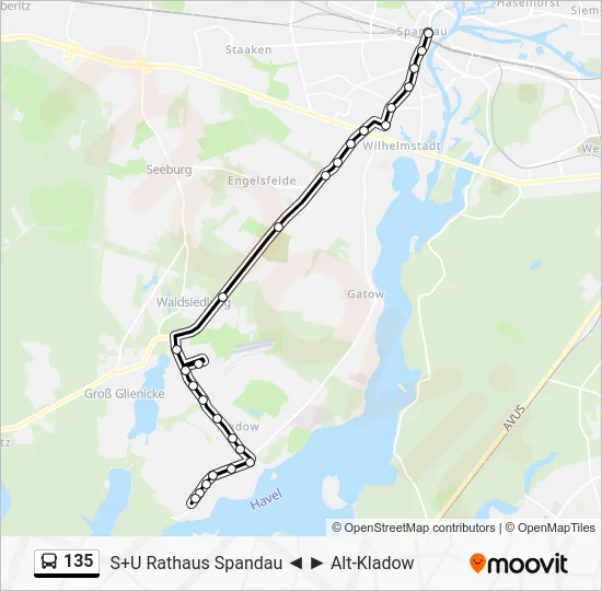 Автобус 135: карта маршрута