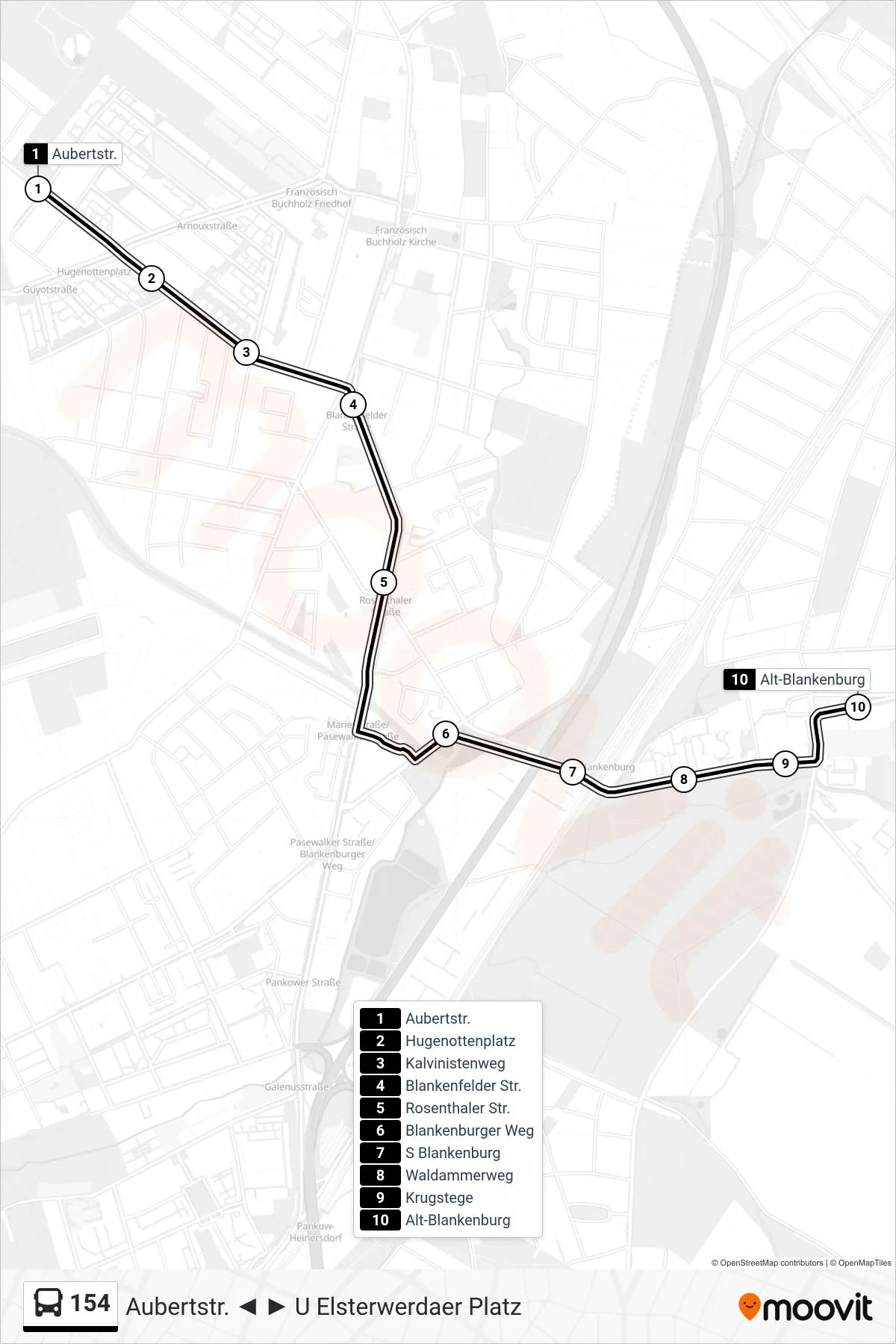 Linie 154 (Bus) Richtung Alt-Blankenburg: Route und Haltestellen auf der Karte