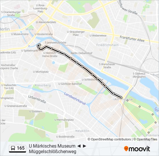 165 bus Line Map