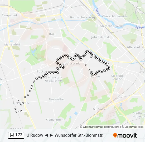 Автобус 172: карта маршрута