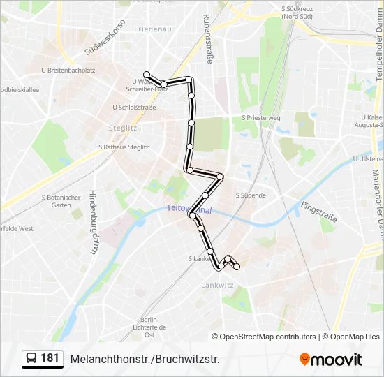 Автобус 181: карта маршрута