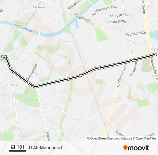 Автобус 181: карта маршрута