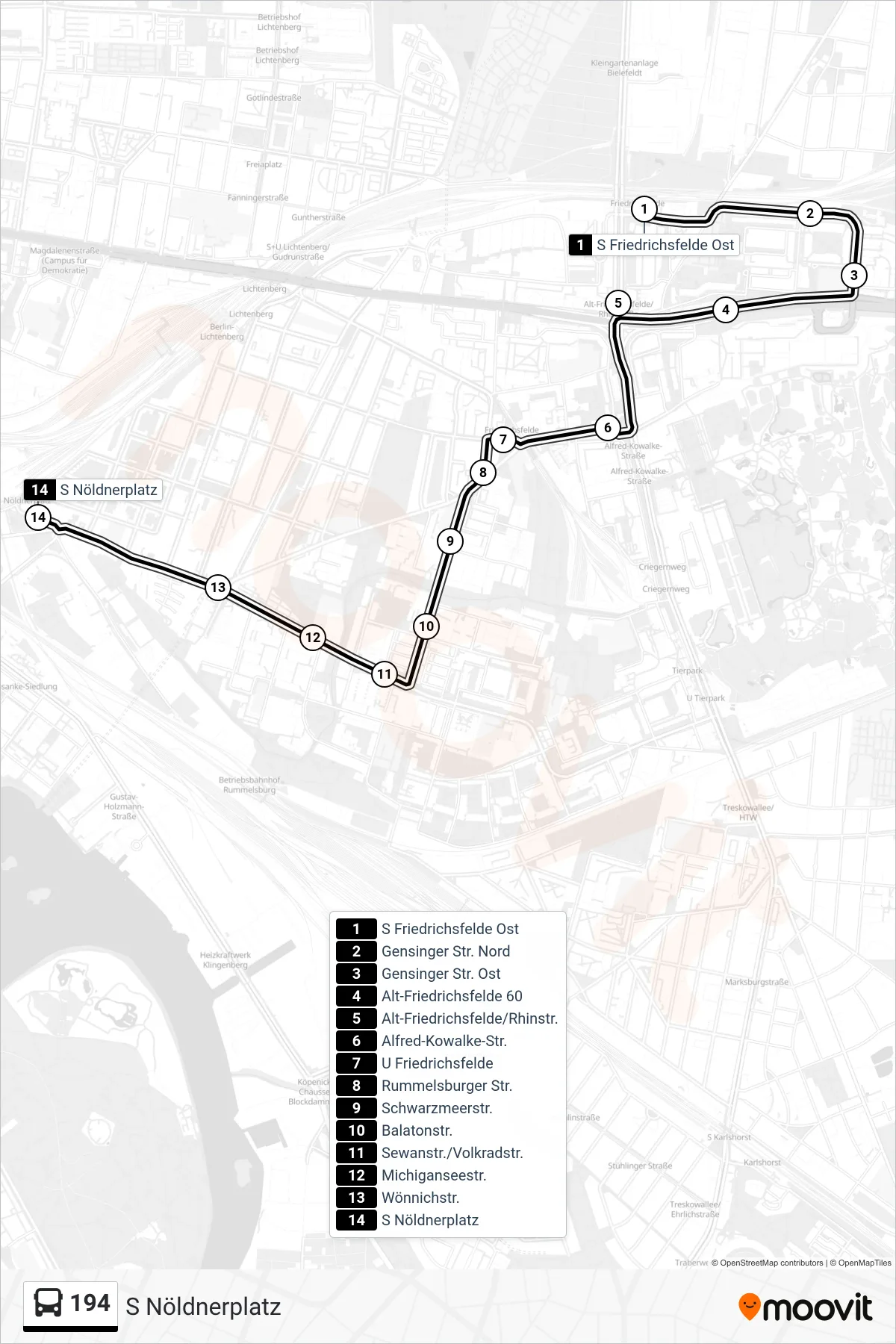 Linie 194 (Bus) Richtung S Nöldnerplatz: Route und Haltestellen auf der Karte