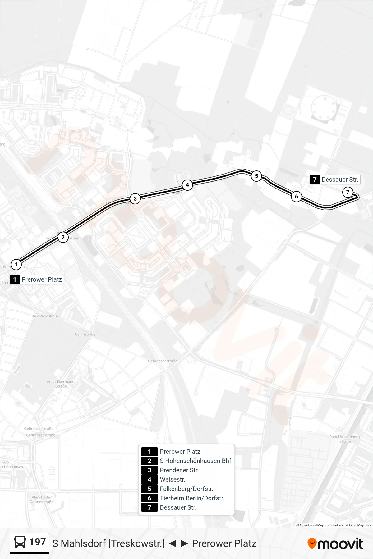 Linie 197 (Bus) Richtung Dessauer Str.: Route und Haltestellen auf der Karte