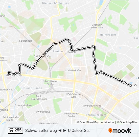 255 bus Line Map