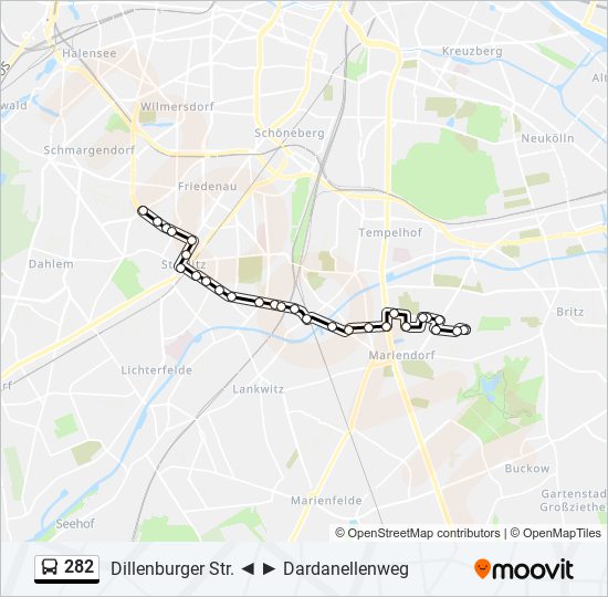 Автобус 282: карта маршрута