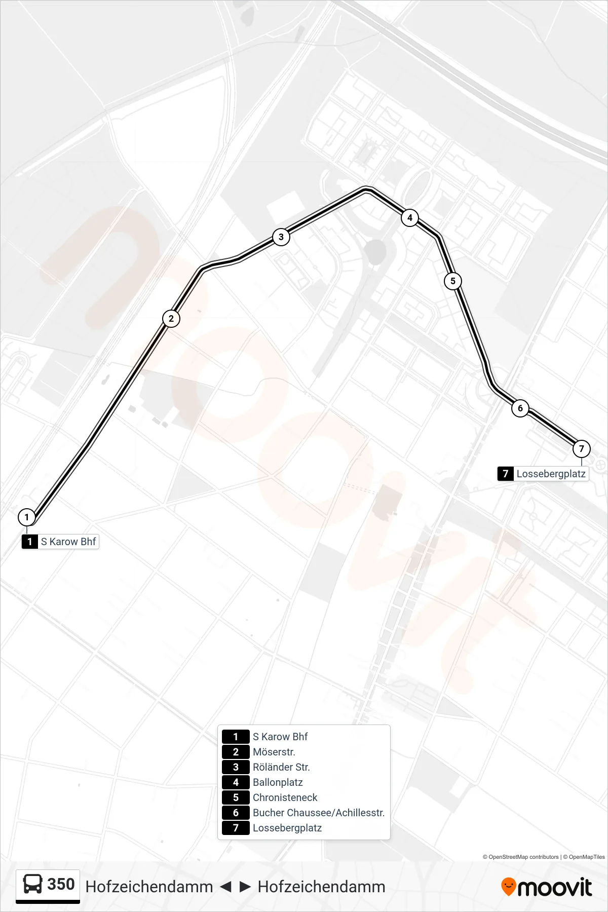 Linie 350 (Bus) Richtung Lossebergplatz: Route und Haltestellen auf der Karte