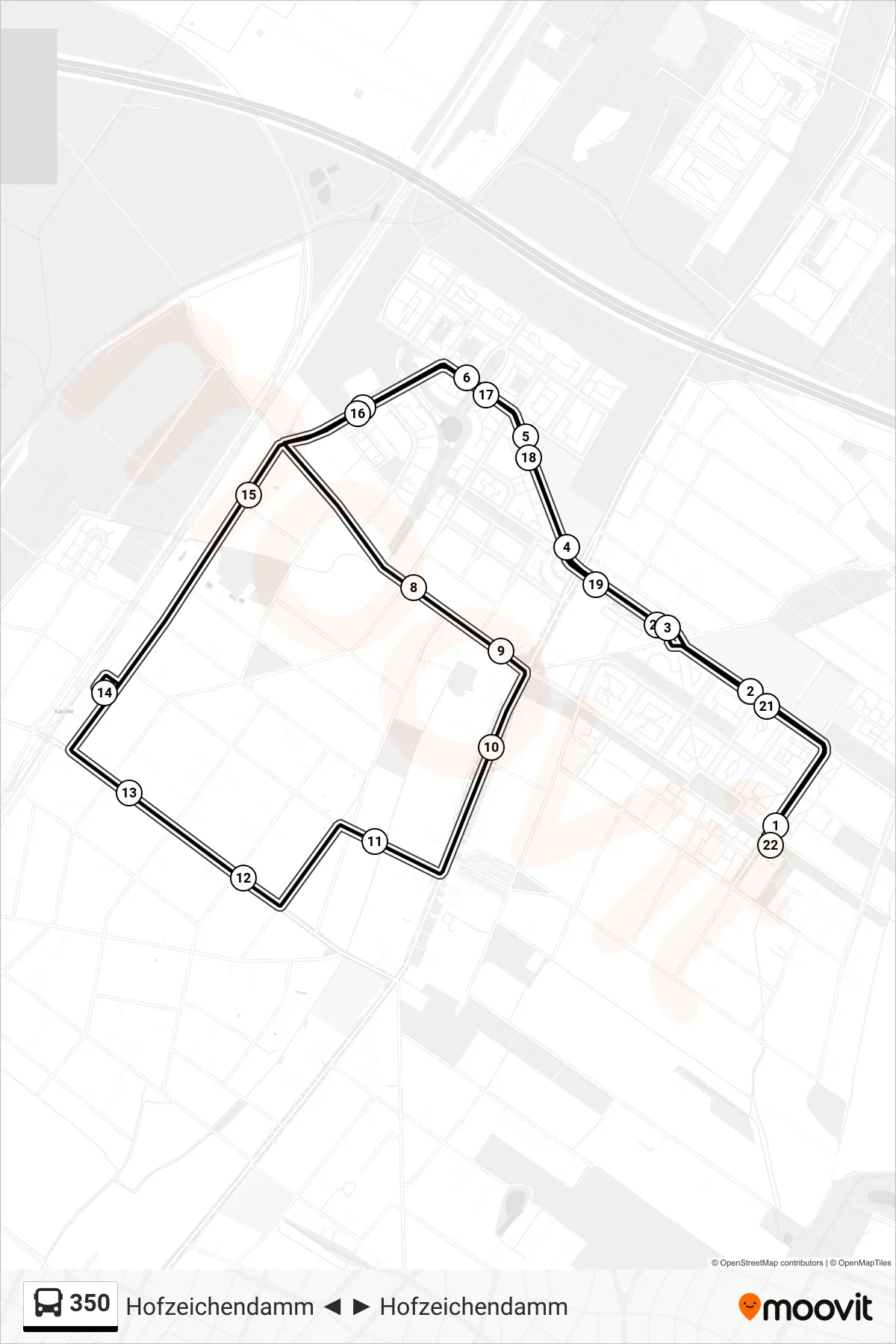 Linie 350 (Bus) Richtung Hofzeichendamm: Route und Haltestellen auf der Karte