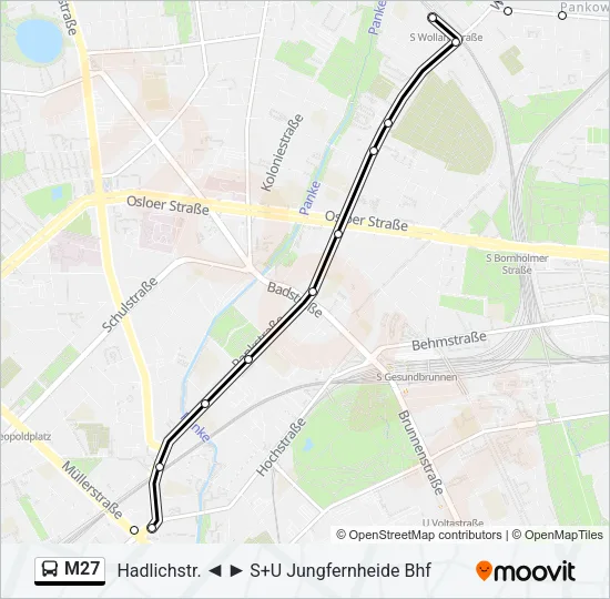 M27 Bus Line Map