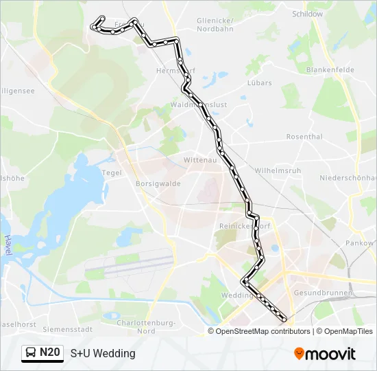 N20 Bus Line Map