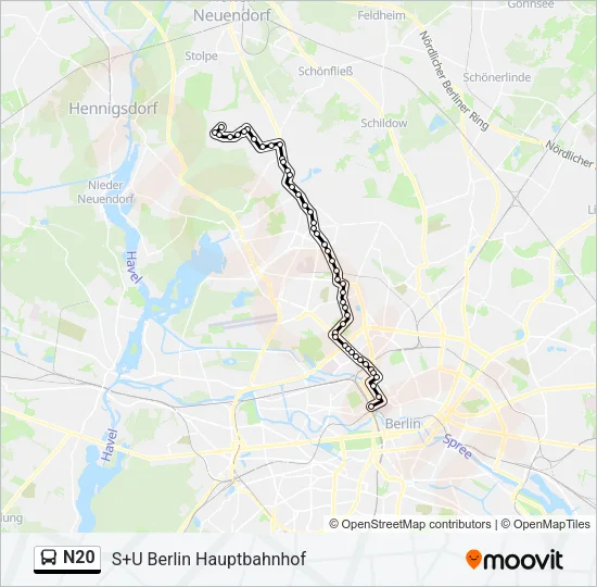 N20 Bus Line Map