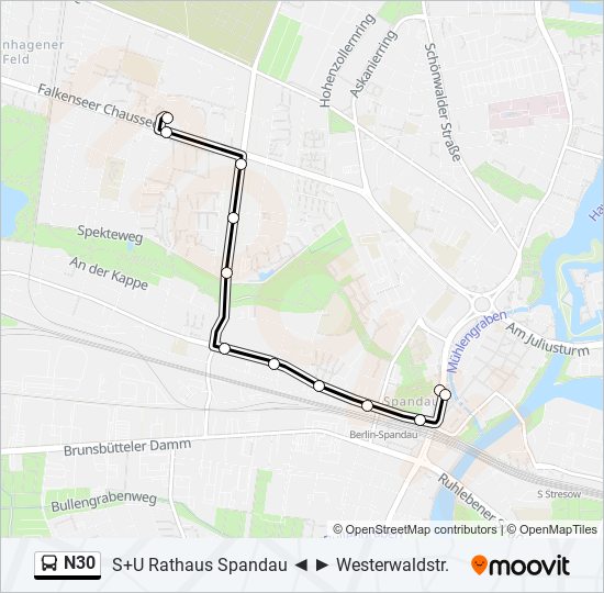 Buslinie N30 Karte