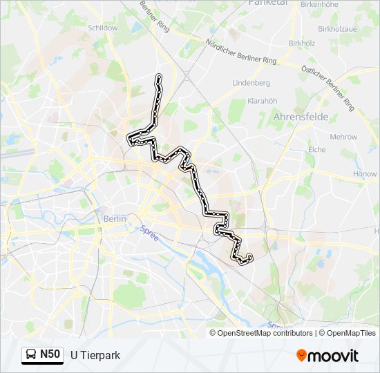 N50 bus Line Map