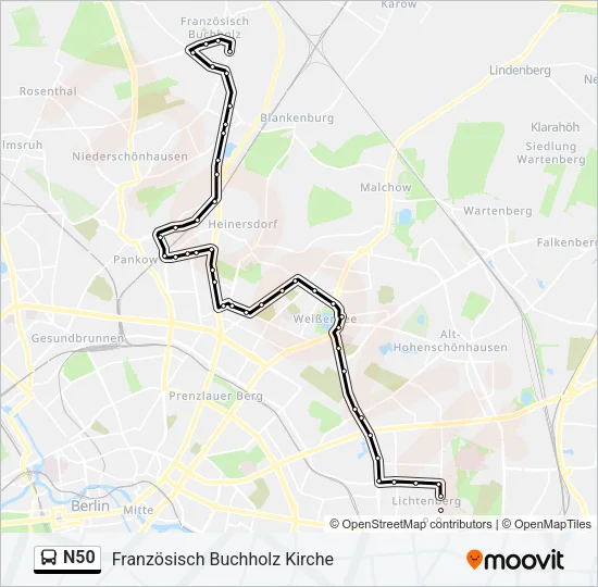 N50 Bus Line Map