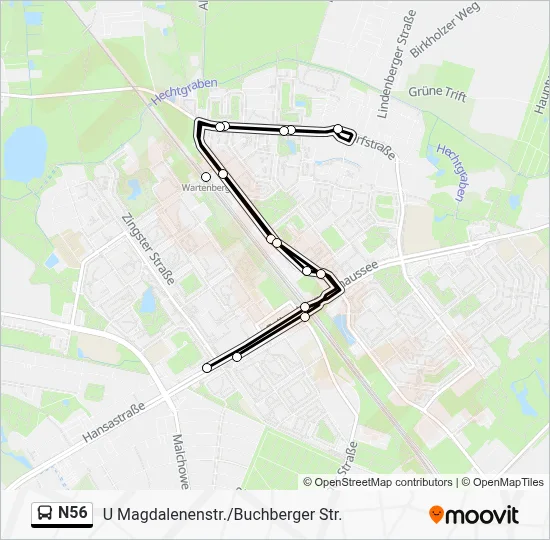 N56 Bus Line Map