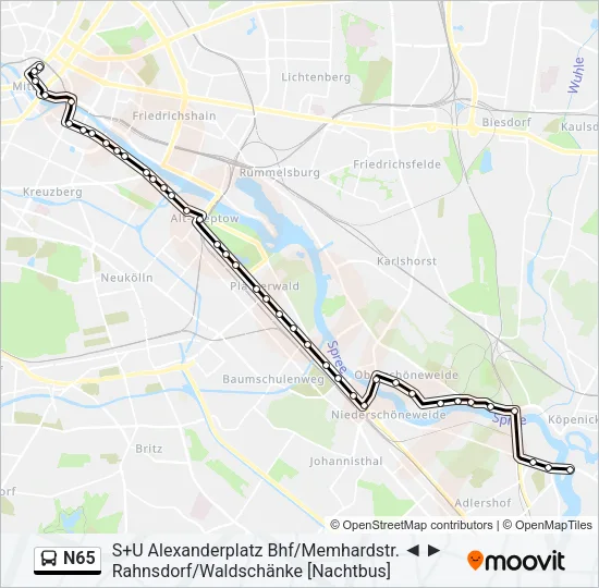 N65 Bus Line Map