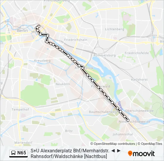 N65 Bus Line Map