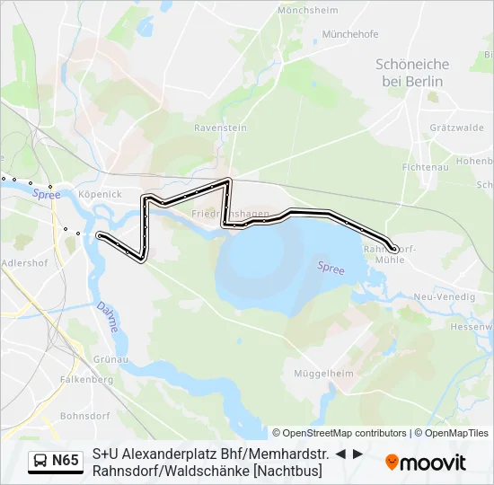 N65 Bus Line Map