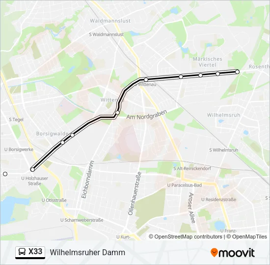 X33 Bus Line Map