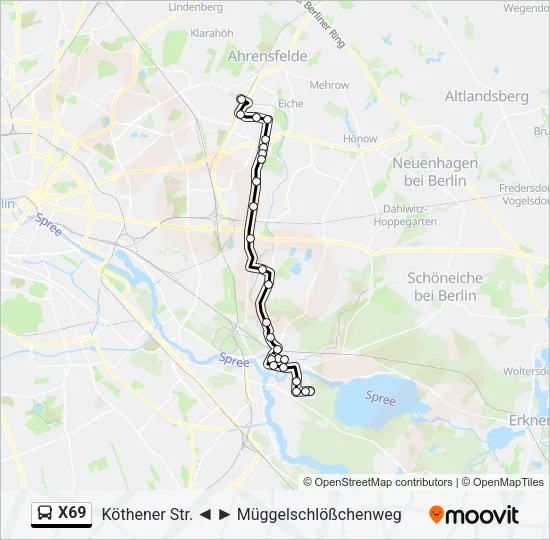 X69 Bus Line Map