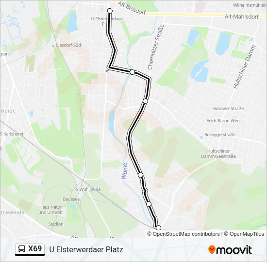 X69 Bus Line Map