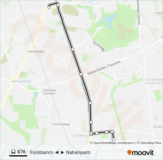 X76 Bus Line Map