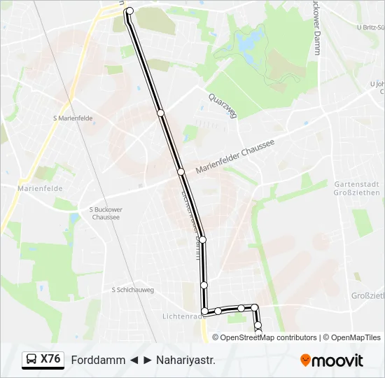 X76 Bus Line Map