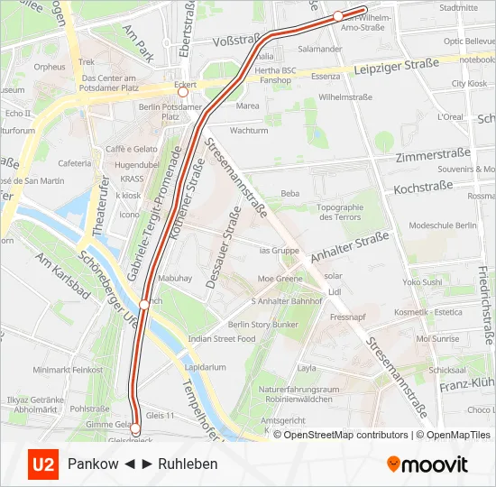 U2 Subway Line Map