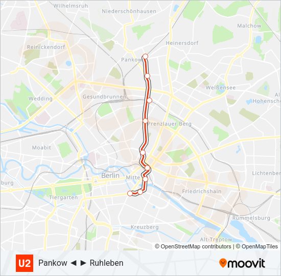Метро U2: карта маршрута