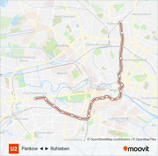 U2 Subway Line Map