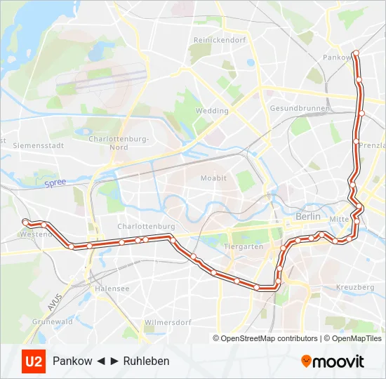 U2 Subway Line Map