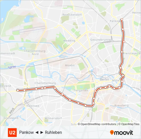 U2 Subway Line Map