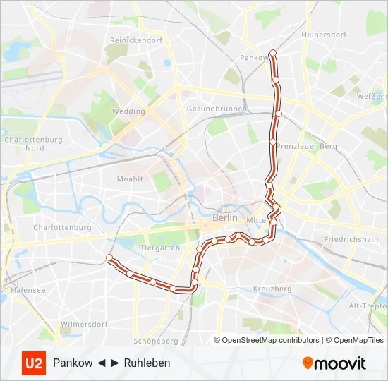 U2 Subway Line Map