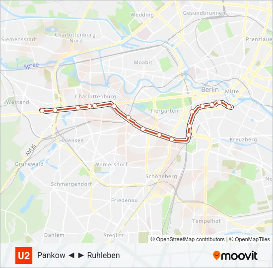 U2 Subway Line Map