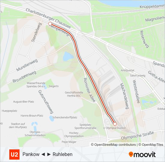 Метро U2: карта маршрута