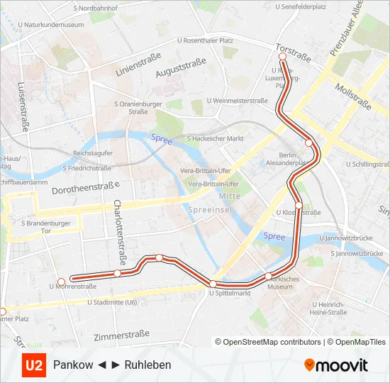 Метро U2: карта маршрута