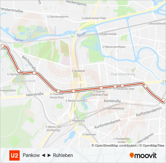 Метро U2: карта маршрута