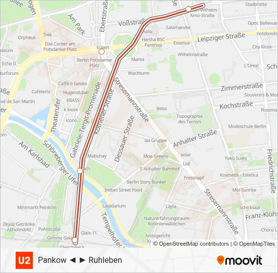 U2 Subway Line Map