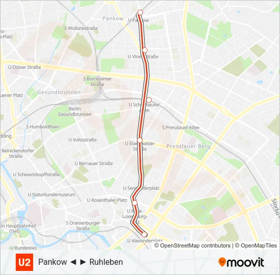 U2 Subway Line Map