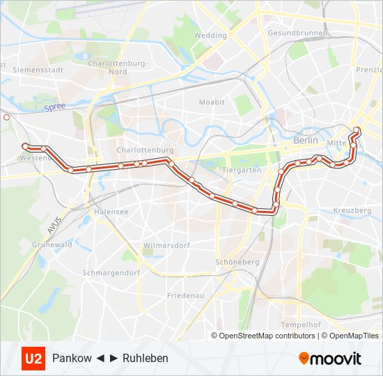 Метро U2: карта маршрута