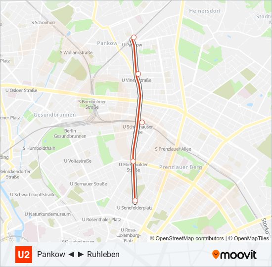 Метро U2: карта маршрута