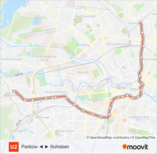 U2 subway Line Map