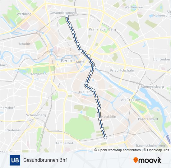 Метро U8: карта маршрута