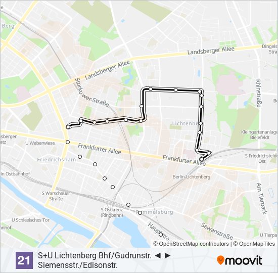 21 Route: Fahrpläne, Haltestellen & Karten - S U Lichtenberg Bhf ...
